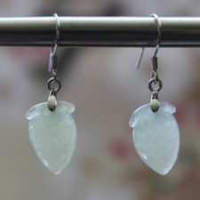CERTIFIED Natural Jadeite Grade A Untreated Icy JADE Earrings S925 Silver 058