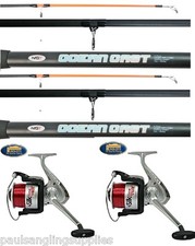 2 x NGT 14 ft Beachcaster Rods Beach Caster Rods  Silk 70 Reels Sea Fishing 