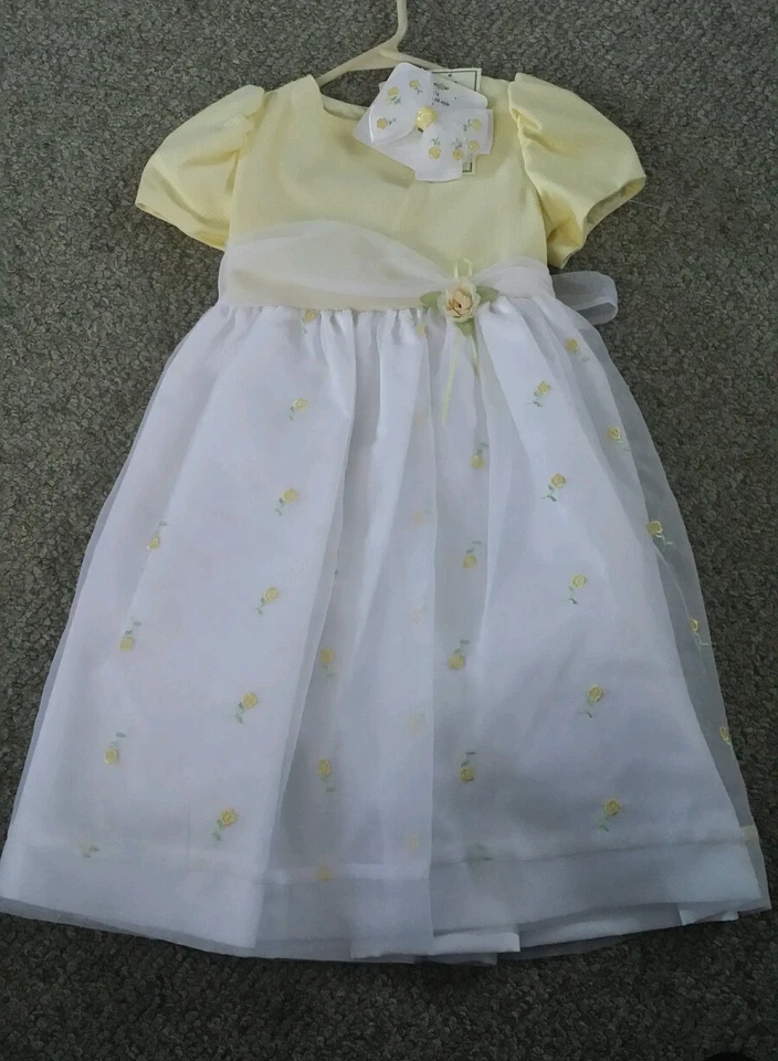 Hermoso VESTIDO Barrett NIÑAS Peaches n Cream NUEVO Talla 5 Alto Amarillo ¡NUEVO LINDO! Foto 3 de 4