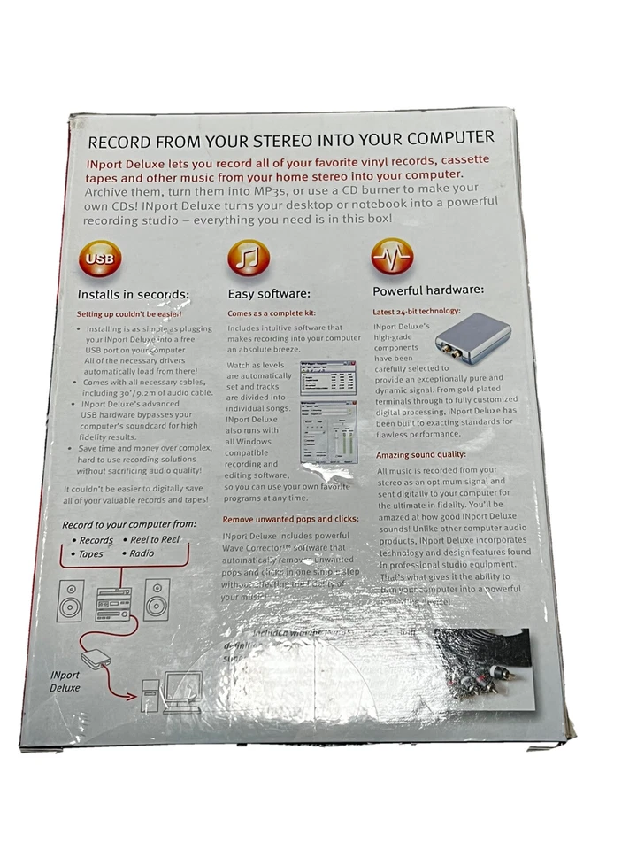  Record From Your Stereo To Your Computer inport deluxe audio recording kit NEW - Image 4 of 4