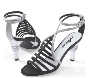 black and silver rhinestone shoes