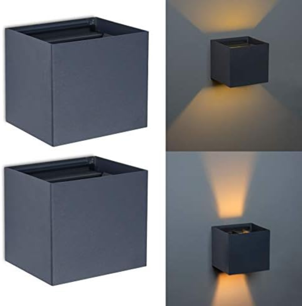 Trango 8015-01A Faretto da parete IP44 Up & Down *FLEX* in antracite opaco angol