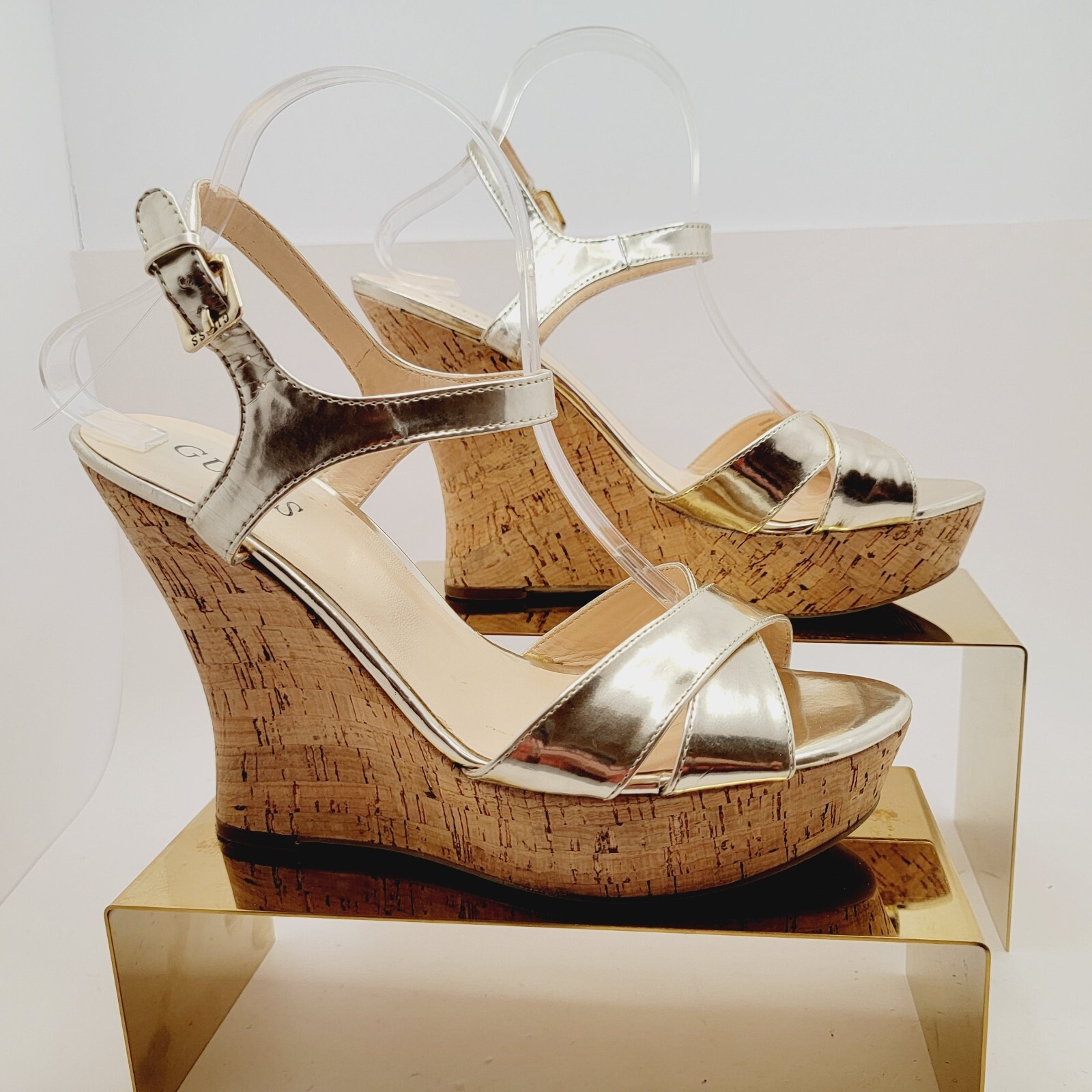 guess gold wedges