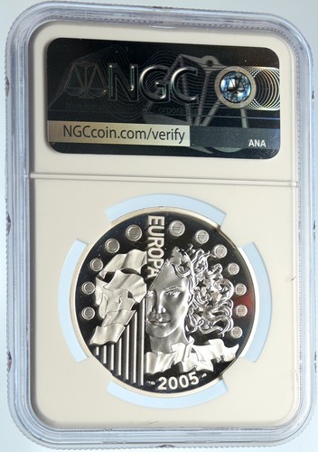 2005 FRANCE Silver European Union FLAG Proof Silver 1 1/2 Euro Coin NGC i99948 - Picture 4 of 5