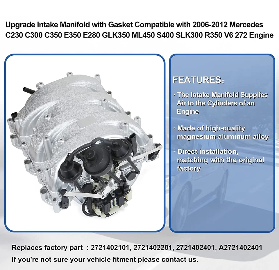 ✅ Colector de admisión de actualización de aluminio para Mercedes-Benz C230 E350 C280 R350 ML350 Foto 4 de 4