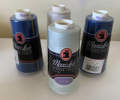 Lot of 4 Maxi-Lock Polyester Serger Thread 3000 Yards (3 New & 1 Used)