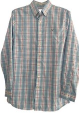 Vineyard Vines Boy  s XL 18 Blue Pink White Plaid Button Down Whale Shirt