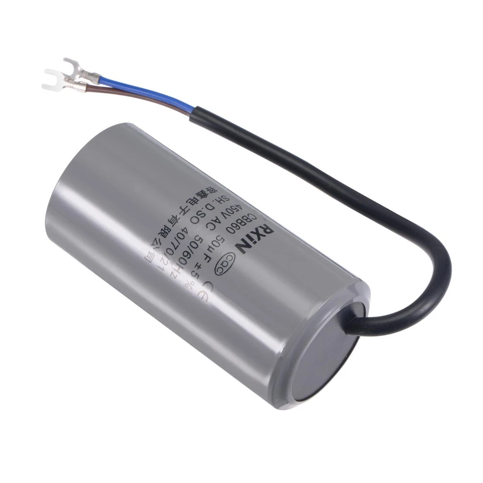 Condensateur 50uF 450V 50/60Hz Cylindre 105x50mm Terminal pour Air Eau Moteur - Photo 4/4