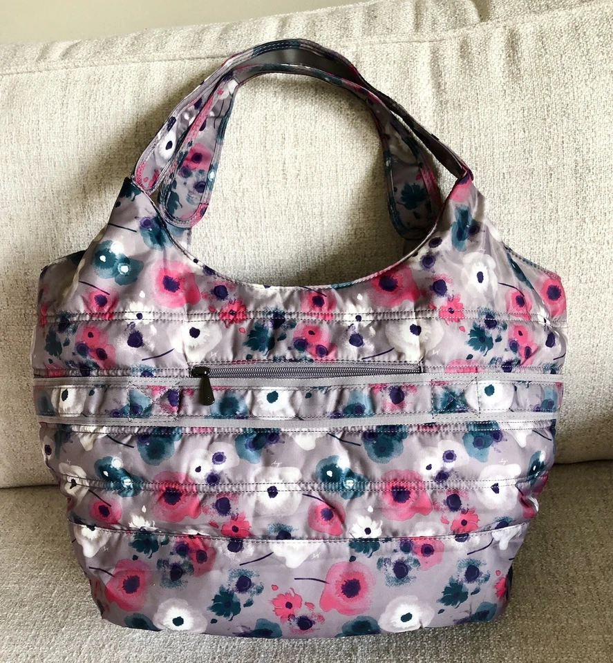 Lug Gondola Bag Quilted Hobo Slouch Shoulder Tote - HTF Watercolor Pearl 20”x12”