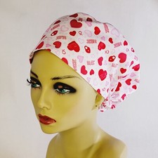 Valentine Women Scrub Hat, Surgical Cap, Nurses Hat, Medical, Hearts, USA Made