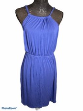 Ann Taylor Loft Womens Size S Blue Halter Rayon Spandex Summer Dress 