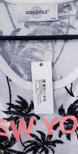 SoulCycle Women’s Palm Printed NY Muscle Tank Top Size L White/Black/Neon NWT - Picture 2 of 6