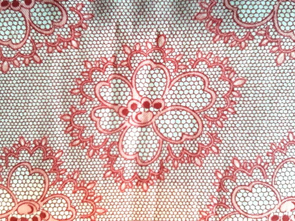 Connecting Threads Royal Tea Cotton Fabric Floral Lace Pattern Red Yellow 2 Yds - Image 3 of 4