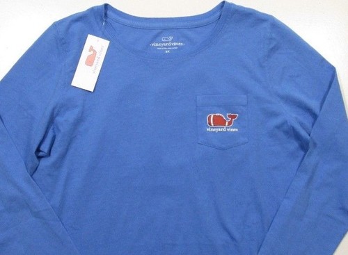 Vineyard Vines Damen L/S Tide blau Touchdown Fußball Wal Tasche T-Shirt - Bild 4 von 4