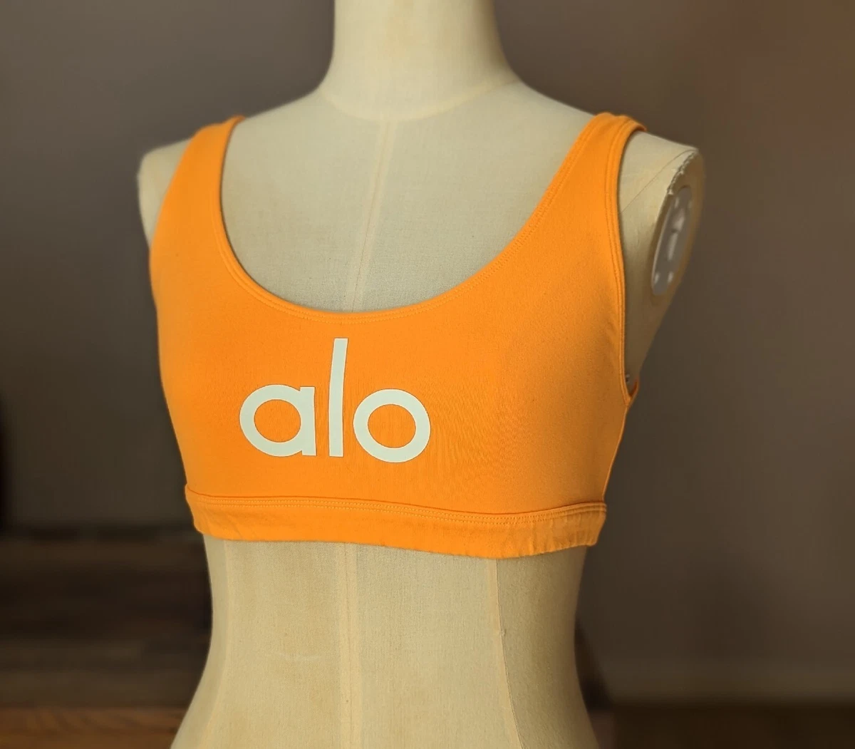 Alo Yoga Ambient Logo Sport Bra Orange Size M