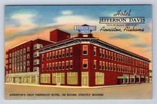VINTAGE HOTEL JEFFERSON DAVIS ANNISTON ALABAMA ~ LINEN POSTCARD AT