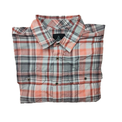 Prana Shirt Mens Medium Cayman Plaid Short Sleeve Button Front Outdoor  Hiking | eBay