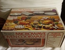 Sears Microwave Oven 4-Piece Cookware in Original Box vintage Made In The USA