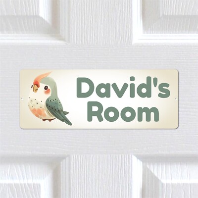 Personalisiertes Türschild mit beliebigem Text Papagei METALL. Kinderzimmer Kinderzimmer Jungen Mädchen