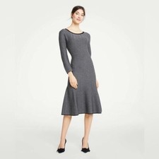 Ann Taylor Herringbone Flounce Sweater Dress