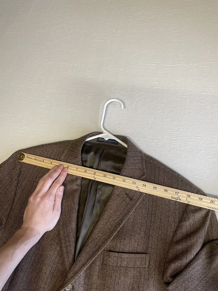VTG Polo Ralph Lauren Brown Tweed Blazer RRL Jacket 44L Herringbone Stripe Gent - Image 4 of 4