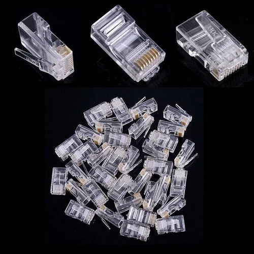 Lot 1 à 100 fiches RJ45 tête a sertir Connecteur réseau LAN Prise Ethernet Embou