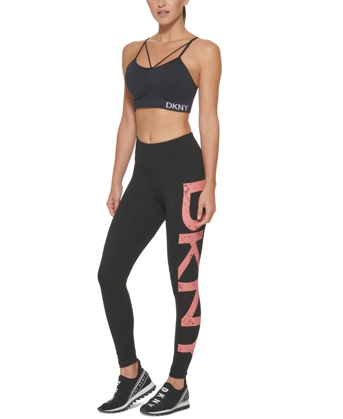 DKNY NWT Womens Sport Logo-Print 7/8 YOGA PILATES GYM Leggings Black Size XS $60