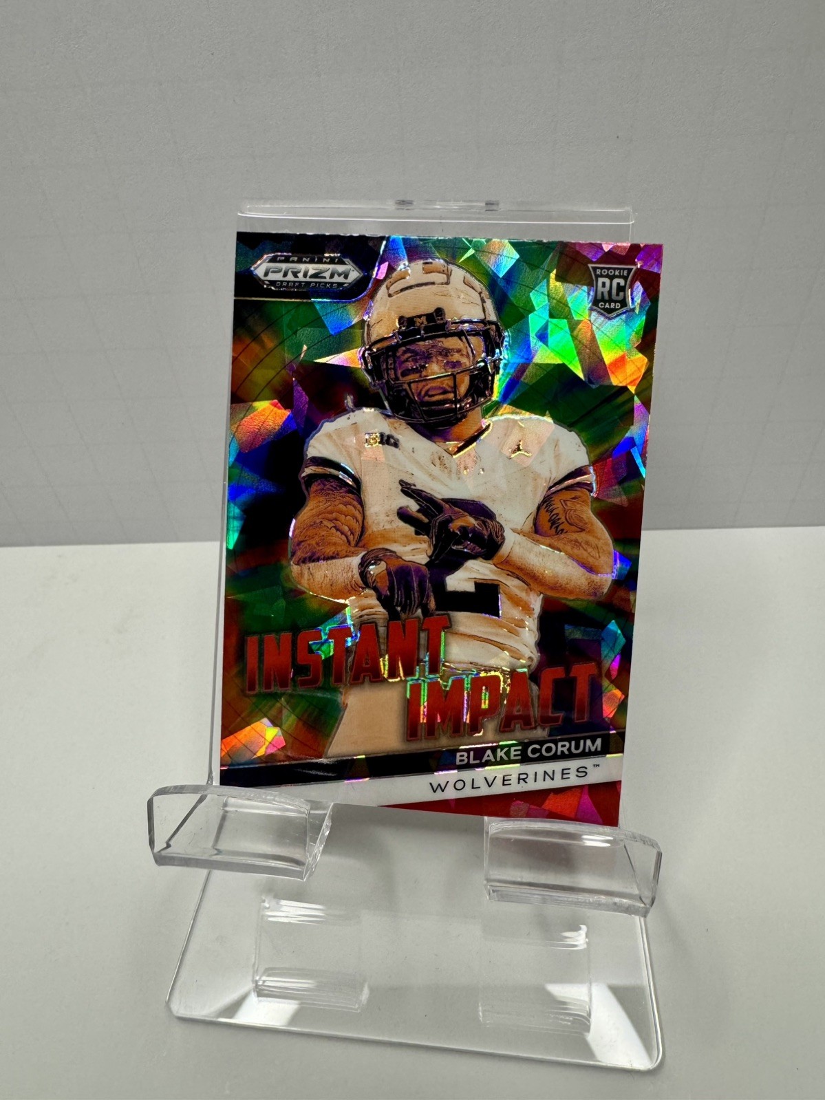Blake Corum Panini Prizm Draft Picks Instant Impact #IIBC Red Ice