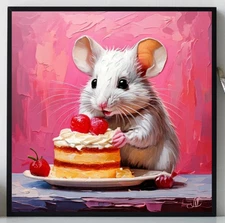 ORIGINAL Oil PAINTING on Canvas Mouse Textured Art 8x8 in  Impasto Custom Order