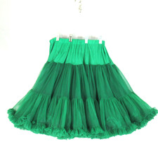 Vtg Sams Western Petticoat Skirt Large Green 3 Tiered 2 Layers Fluffy Ruffles