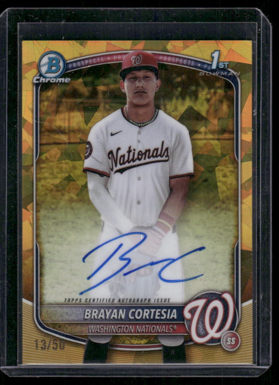 2025 Bowman Chrome Sapphire Prospect Auto Gold Refractors Brayan Cortesia /50
