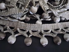 Upholstry Drapery Ball Fringe Trim Two Tone Gray Long 12 Yards Total (New)