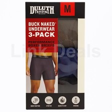 Duluth Trading Men's Boxer Brief Buck Naked Moisture Wicking MEDIUM - 3 Pack