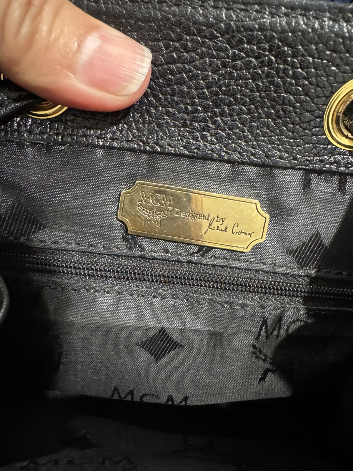 Authentic MCM Black Leather Backpack with Gold Hardware — image 7
