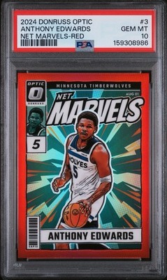 2024 PANINI DONRUSS OPTIC NET MARVELS - #3 ANTHONY EDWARDS /99 RED - PSA 10