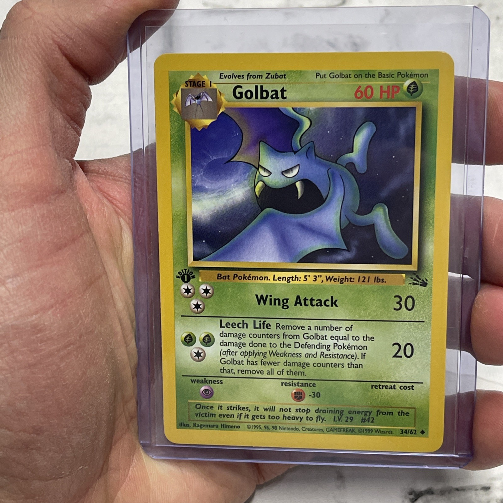 1st Edition Golbat Fossil 34/62 Uncommon Non Holo 1999 Pokemon TCG Card NM/MT