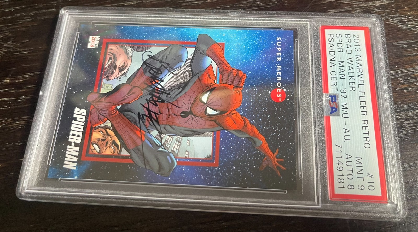 2013 Marvel Fleer Retro 1992 Impel Auto Spider-man Universe Brad Walker 10 PSA 9 view 4