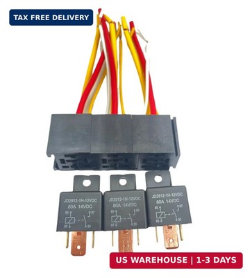 3pcs Heavy Duty 12V 80A 4pins Car Relay with 4 Wires Harness Socket Plug ON/Off