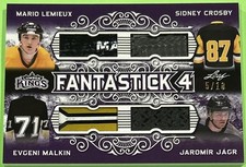 2019-20 LEAF FANTASTICK 4 CROSBY/MALKIN/JAGR/LEMIEUX GAME USED STICKS F4-01 5/10