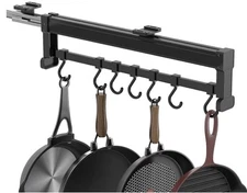 SOYO 22" Adjustable Pot Racks, Pull Out Pot and Pan Organizer with 7 Hooks