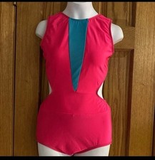 THE LINE UP PINK TEAL SOPHIE DANCE LEOTARD COSTUME CHILD SIZE 16