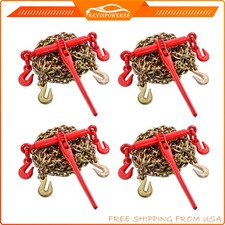 4Pack G70 20ft Ratchet Chain Load  Binders Hooks load Transport For 5/16" - 3/8"