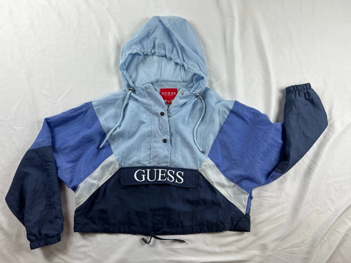 【新品★未使用】GUESS MARELL CROPPED WINDBREAKER GUESS Blue Windbreaker Coats, Jackets & Vests for Women for sale