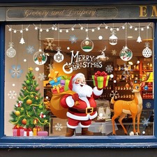 140pcs Christmas Window Clings Cute Christmas Decorations Large Santa Claus