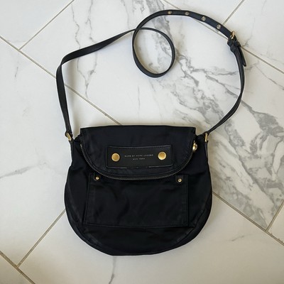 Marc by Marc Jacobs Preppy Nylon Mini Natasha Crossbody Bag Black Gold