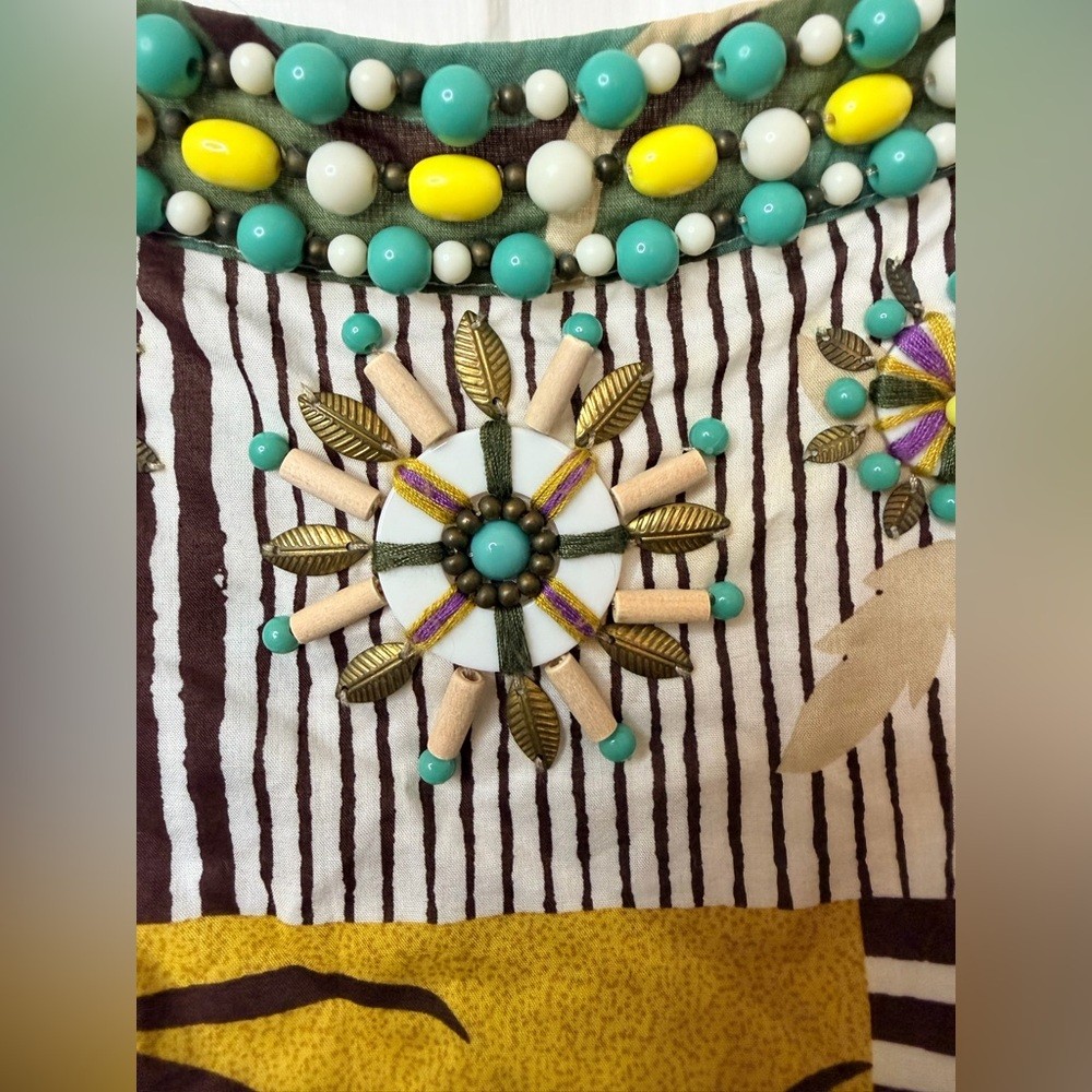 Cabi Patchwork Beaded Spaghetti Strap Sundress Si… - image 3