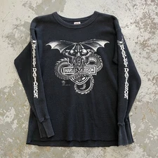 Vintage Harley Davidson Dragon Gargoyle Thermal T-shirt XL 1988 Stan Neenah