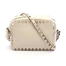 Valentino Rockstuds Leather Camera Shoulder Bag Women White One Size