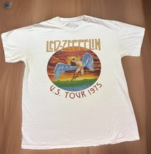 Led Zeppelin Shirt Mens Medium Beige US Music Tour 1975 Knit Swan Song Icarus