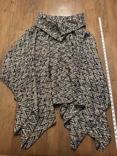 Collared Woven Tunic - Black Beige Brown Geometric Pattern